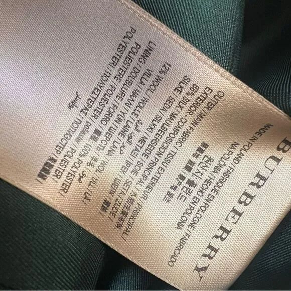 Burberry Ladies Long-sleeve Silk Wool Shift Dress Green US 0 NEW - Picture 9 of 11